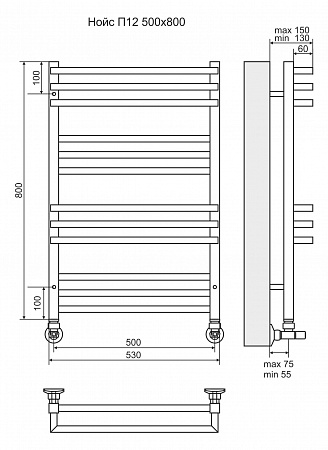 Нойс П12 500х800 Полотенцесушитель  TERMINUS Лобня - фото 3