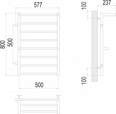Аврора с 2-мя/п П8 500х800 бп500 слева Полотенцесушитель TERMINUS Лобня - фото 3