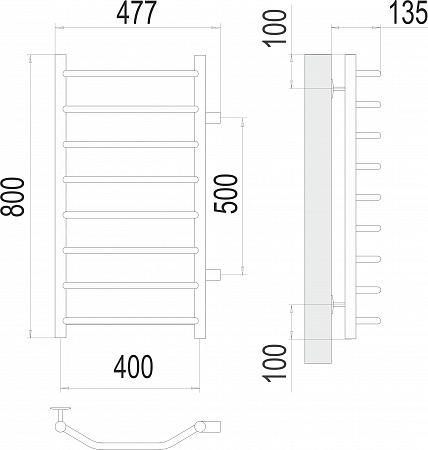 Виктория П8 400х800 бп500 Полотенцесушитель  TERMINUS Лобня - фото 3