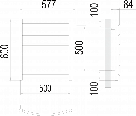Классик П6 500х600 бп500 Полотенцесушитель  TERMINUS Лобня - фото 3