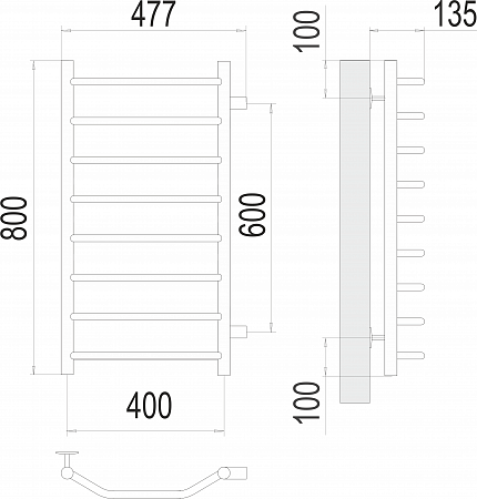 Виктория П8 400х800 бп600 Полотенцесушитель  TERMINUS Лобня - фото 3