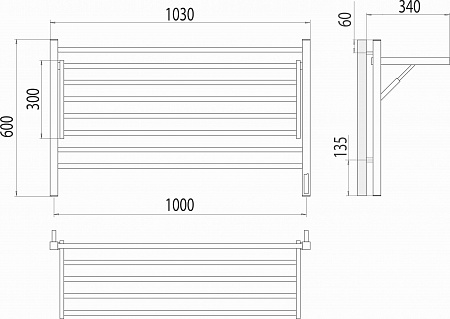 Горизонт П8 1000х600 электро КС ЧЕРНЫЙ МУАР (sensor quick touch) Полотенцесушитель TERMINUS Лобня - фото 5